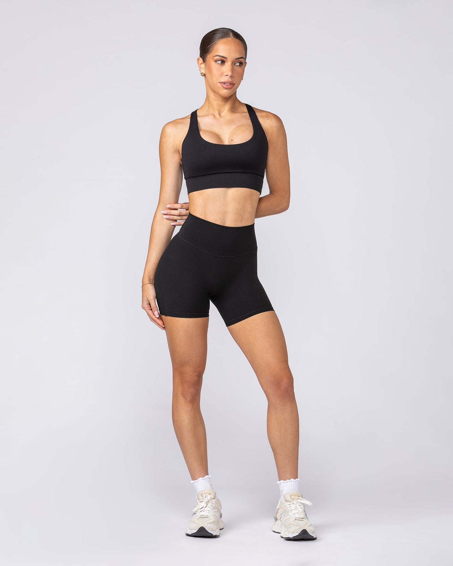 Aura Peachy Invisible Scrunch Midway Shorts - Black-Shorts-XXS-082505BLK-XXS-MNAPPRL43723-8-Muscle Nation