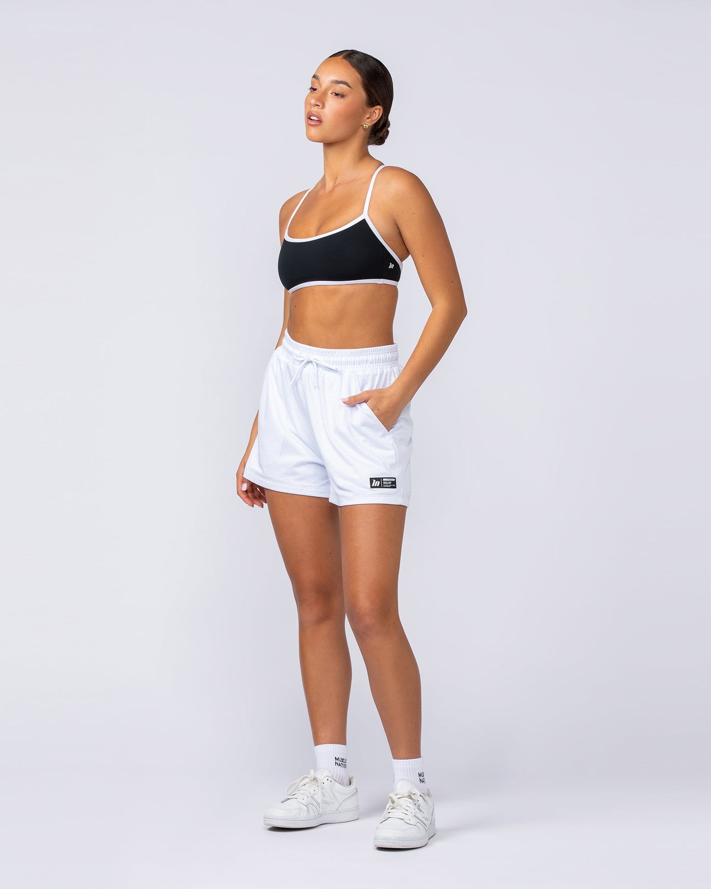 Hoops 3" Shorts - White-Shorts-XXS-112446WHT-XXS-MNAPPRL33514-6-Muscle Nation