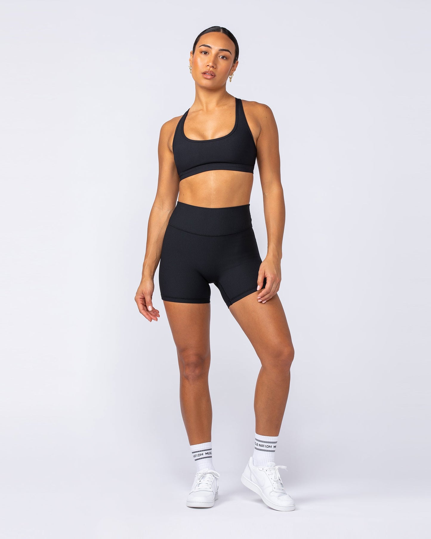 Drew Rib Bra - Black-Sports Bras-XXS-112499BLK-XXS-MNAPPRL34018-5-Muscle Nation
