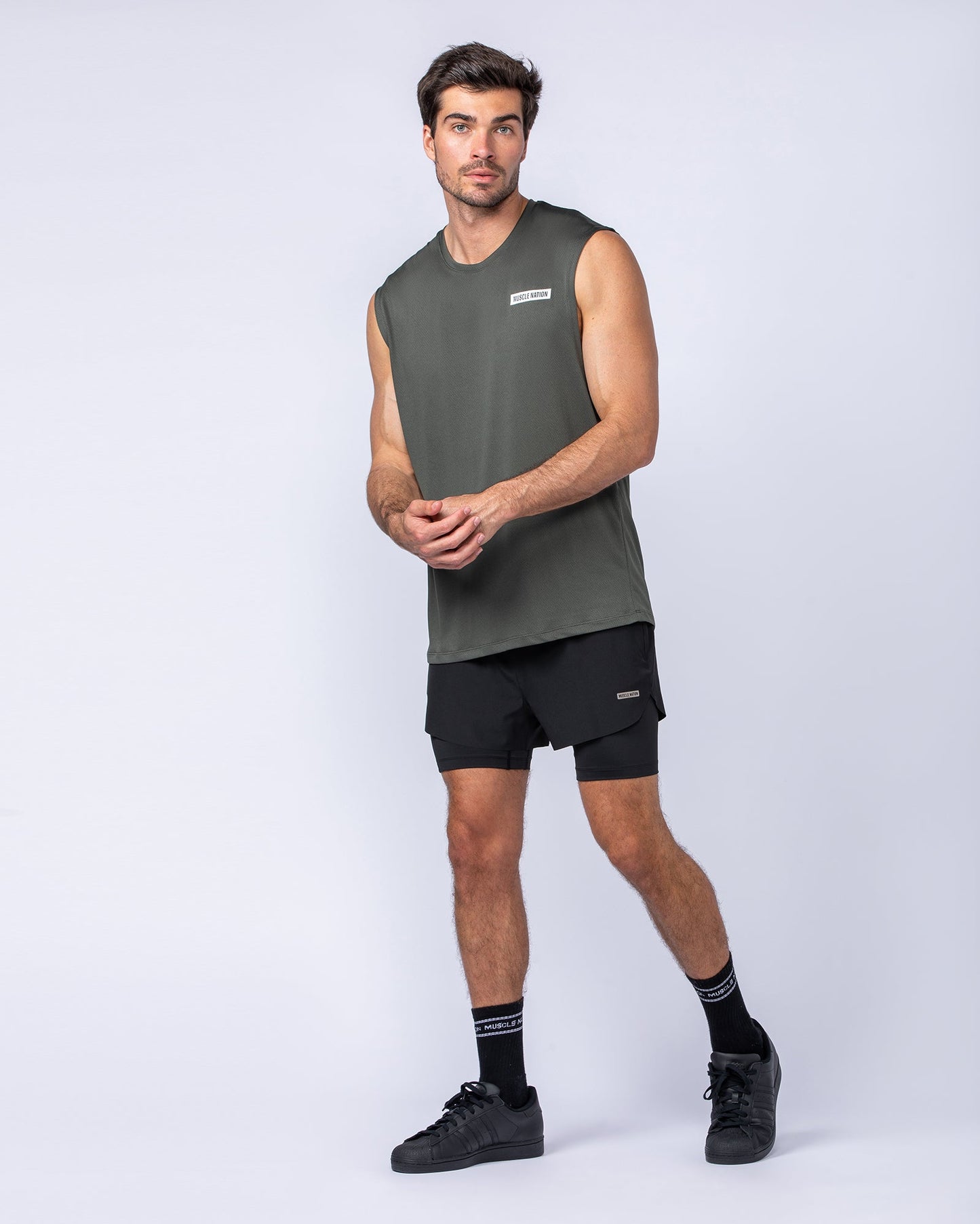 Relaxed Active Tank - Dark Khaki-Singlets & Tanks-S-112476DKHAKI-S-MNAPPRL34989-5-Muscle Nation