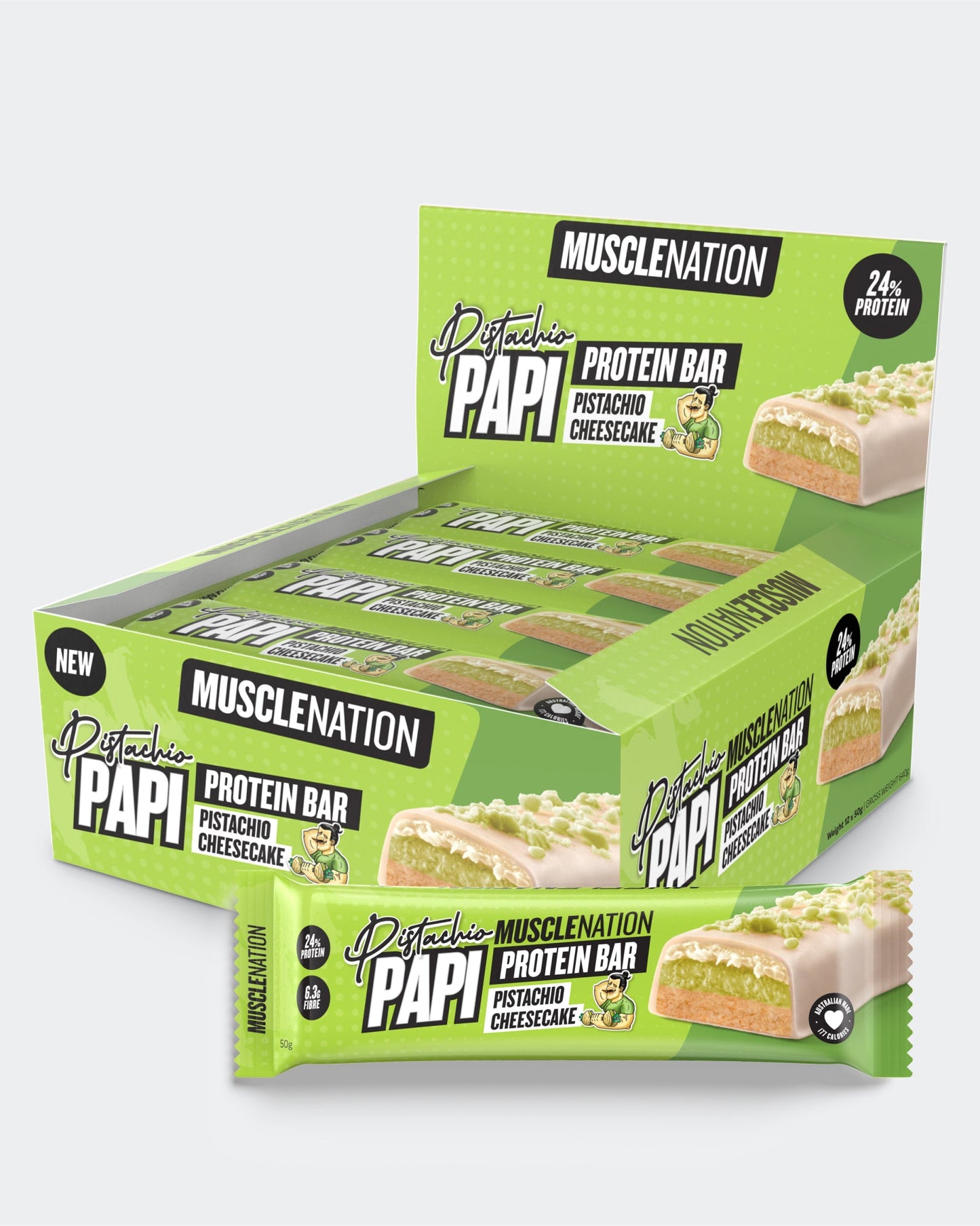 MN x PISTACHIO PAPI Protein Bar - Pistachio Cheesecake - Box of 12