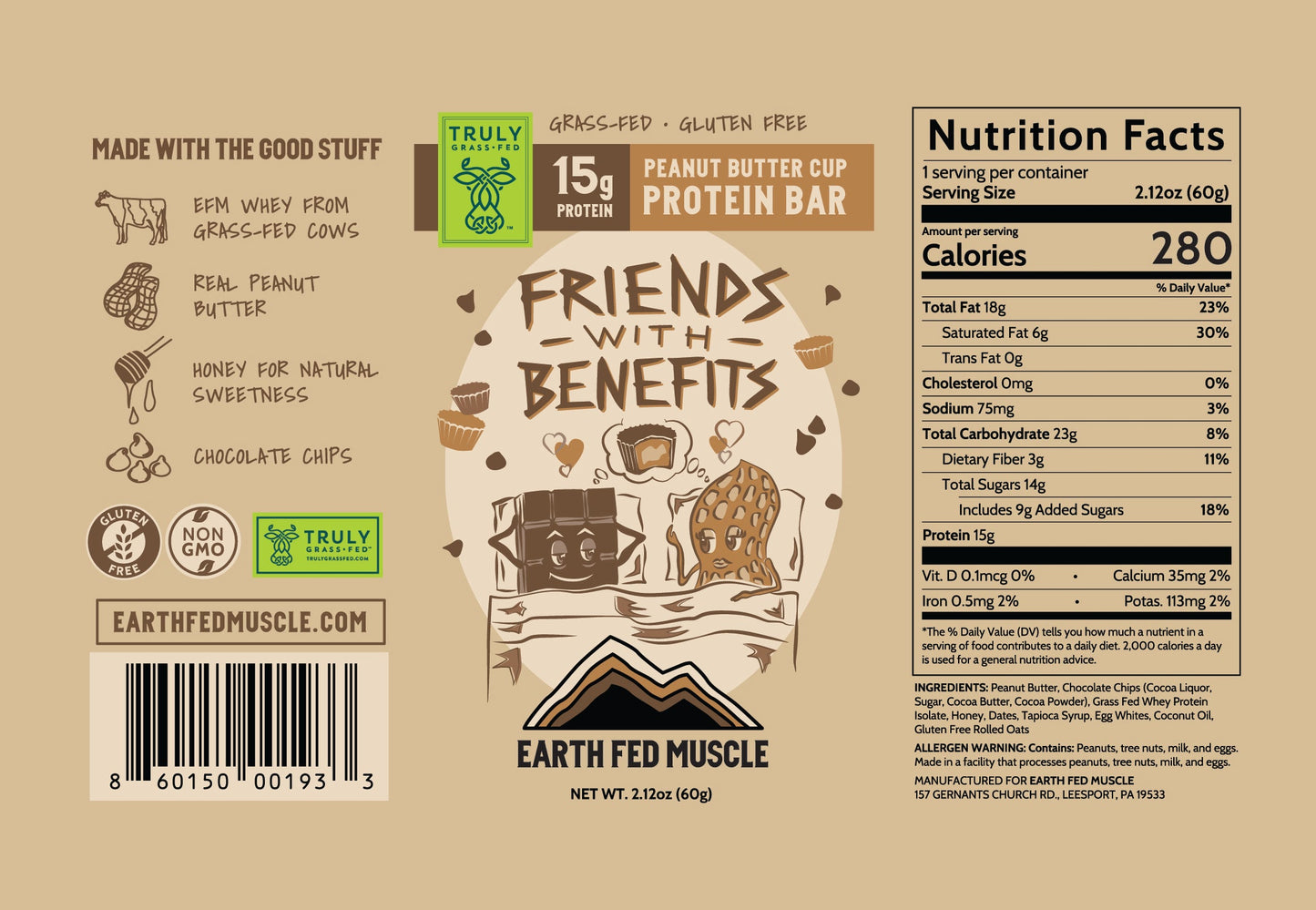 Chocolate Peanut Butter Grass-Fed Whey Protein Bars