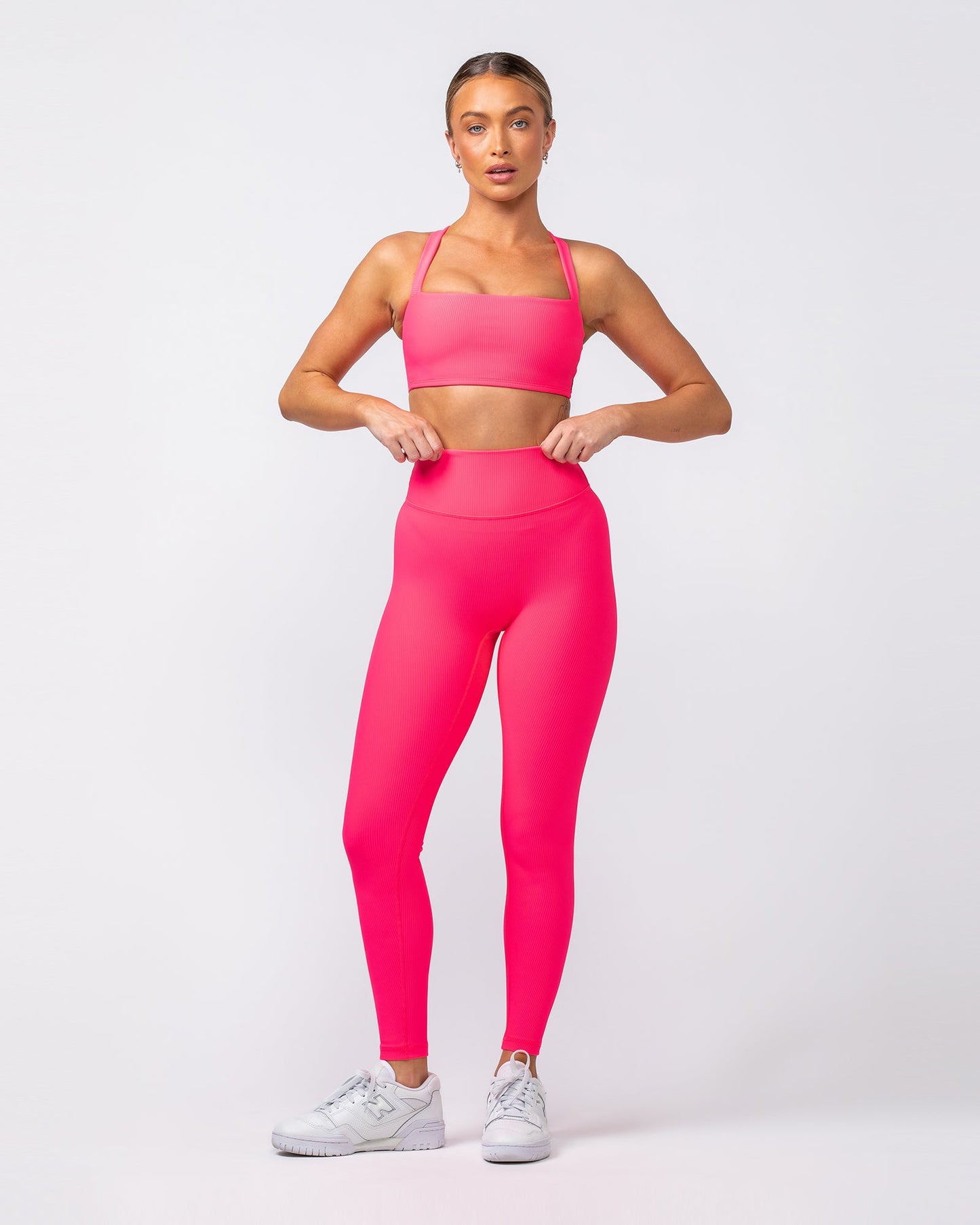 Twist Rib Bra - Neon Pink-Sports Bras-XS-062416NEPNK-XS-MNAPPRL31566-4-Muscle Nation