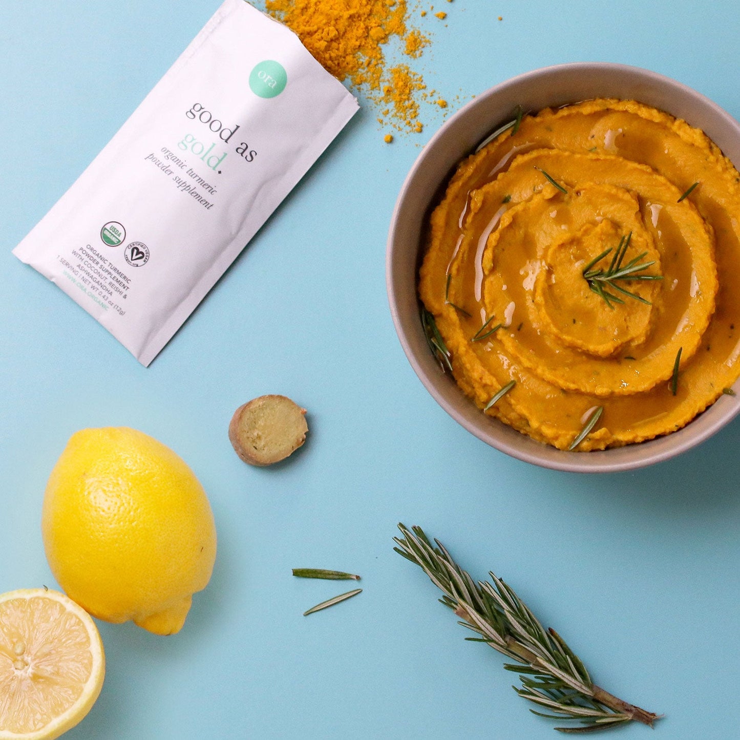 Vegan Turmeric Rosemary Pumpkin Hummus