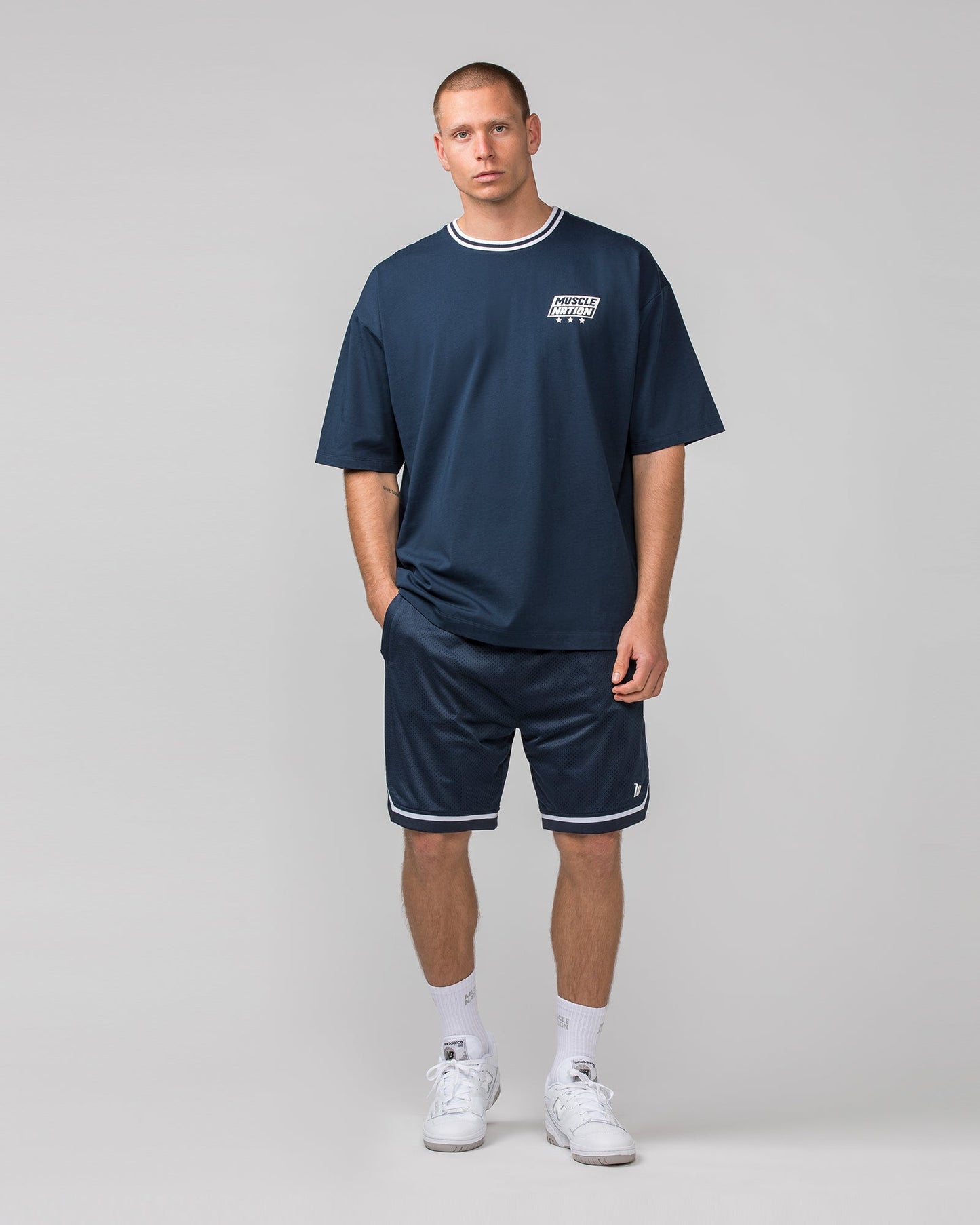 Mens 8" Basketball Shorts - Navy-Shorts-S-042366NAVY-S-MNAPPRL22417-6-Muscle Nation