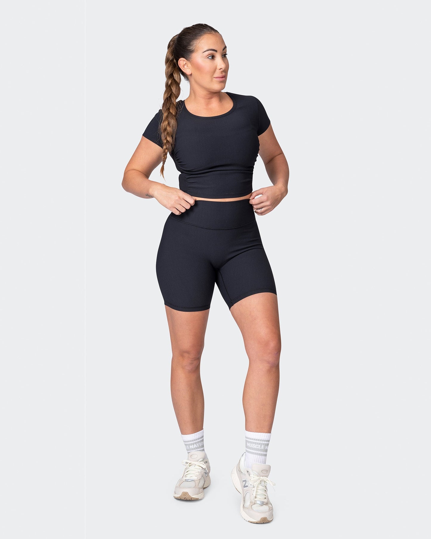 Rival Cropped Rib Top - Black-Tops-XXS-042301BLK-XXS-MNAPPRL23171-7-Muscle Nation