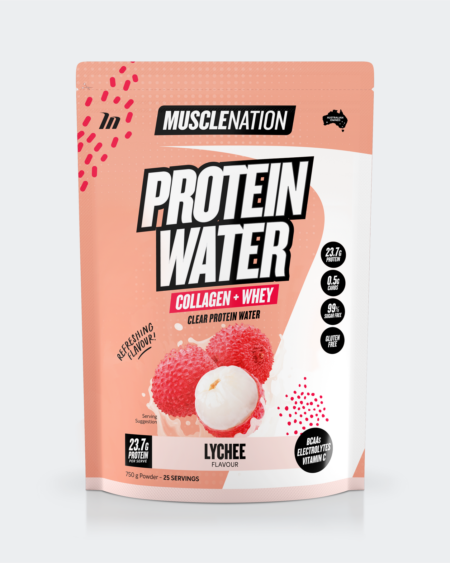 PROTEIN WATER - Lychee - 25 serves 750g-Protein Waters-MNSUPPS0369-9359054002104-1-Muscle Nation