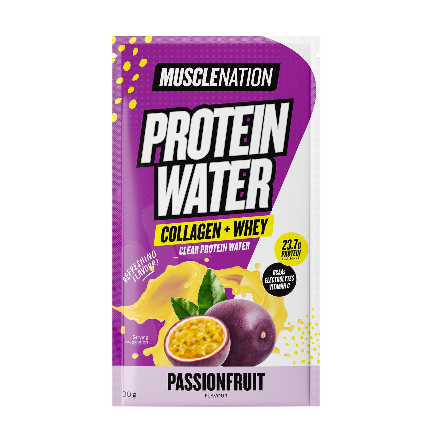 PROTEIN WATER - Passionfruit - Single Serve Sachet-Protein Waters-MNSUPPS0373-9359054002357-1-Muscle Nation