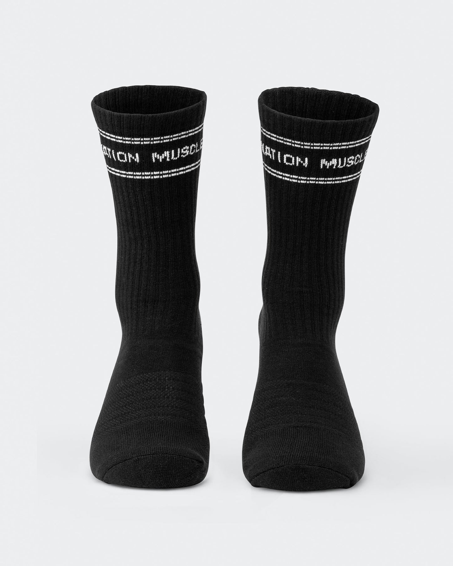 Mens Stripe Crew Sock (2x Pack) - Black-Socks-Black-ACC1124169BLK-ONE-MNAPPRL32727-4-Muscle Nation
