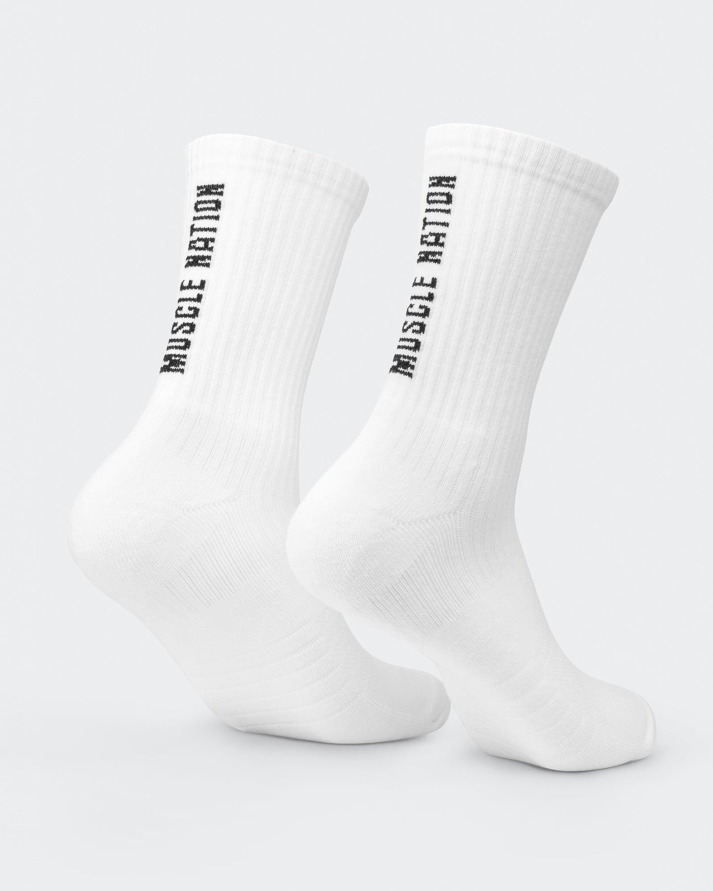 Mens Trainer Crew Sock (2x Pack) - White-Socks-White-ACC1124166WHT-ONE-MNAPPRL32720-5-Muscle Nation