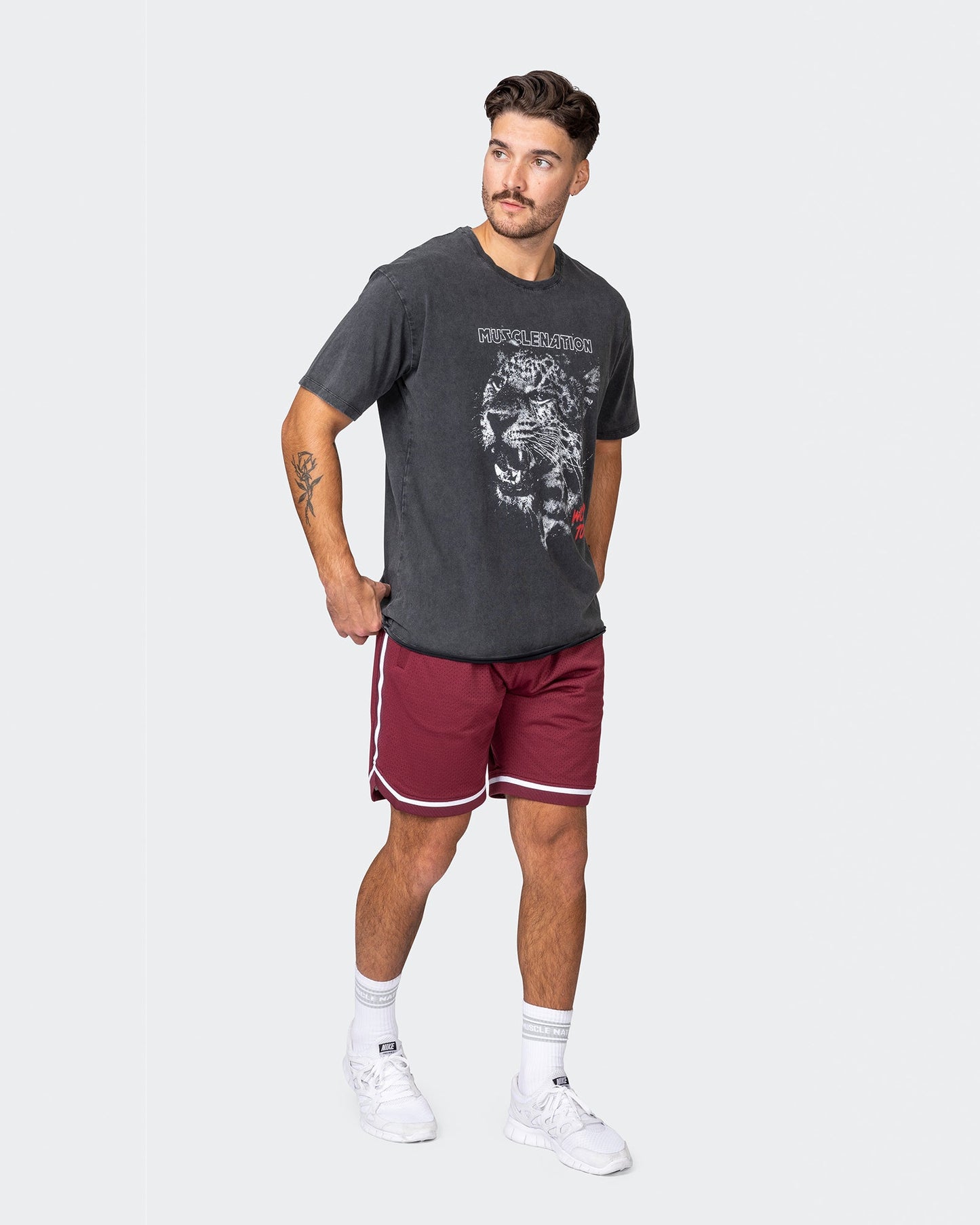 Mens 8" Basketball Shorts - Wine-Shorts-S-042366WINE-S-MNAPPRL22410-7-Muscle Nation