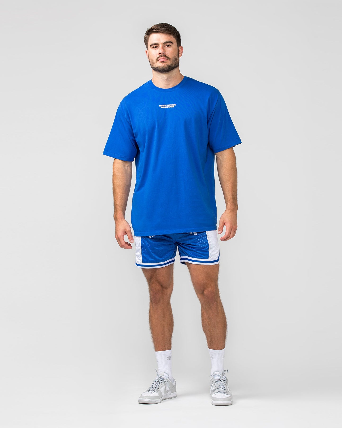 Fadeaway 5" Basketball Shorts - Bondi Blue / White-Shorts-S-012407BONDW-S-MNAPPRL28651-6-Muscle Nation