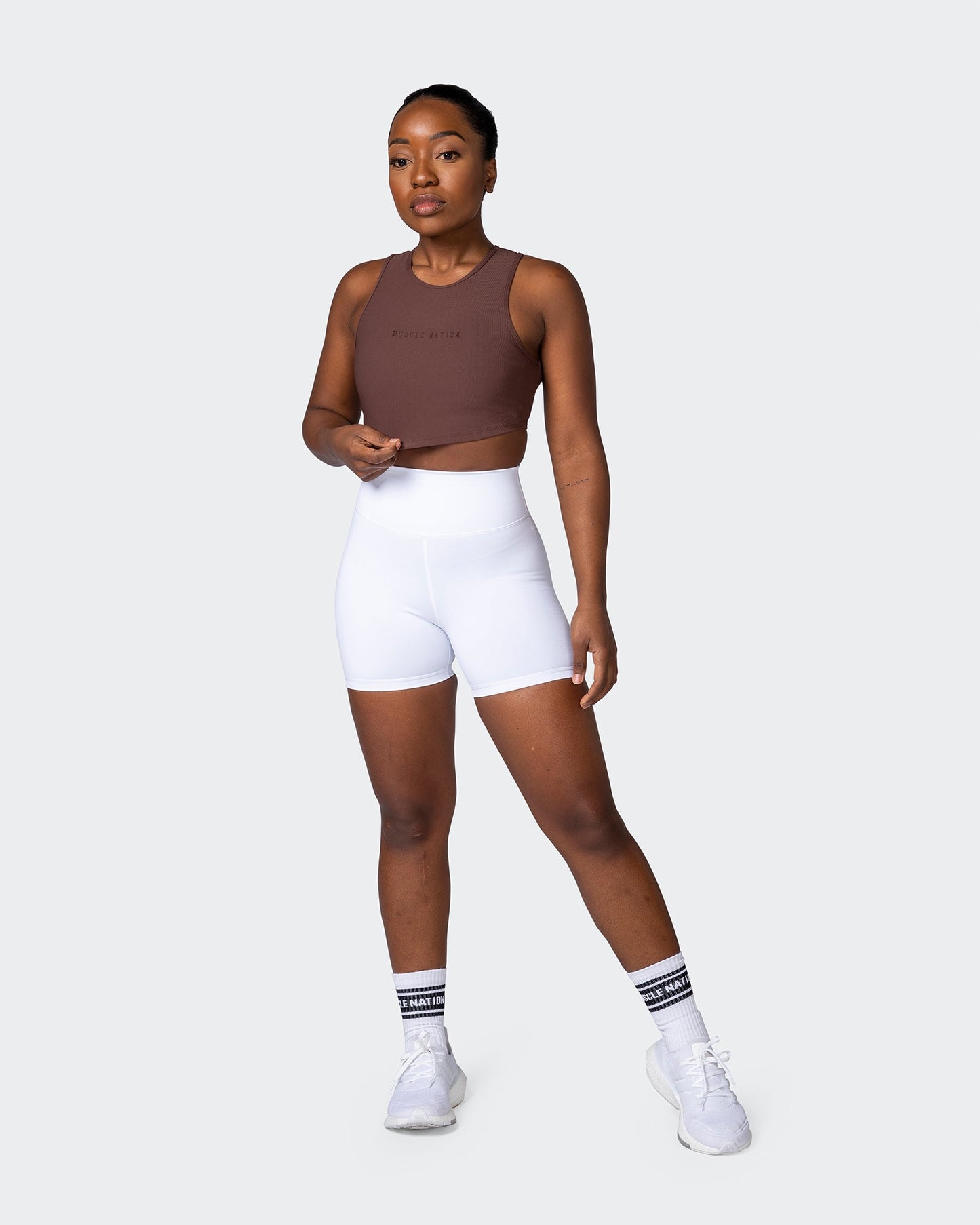 Off Duty Rib Cropped Tank - Coffee-Singlets & Tanks-XXS-112230COFFEE-XXS-MNAPPRL19333-7-Muscle Nation