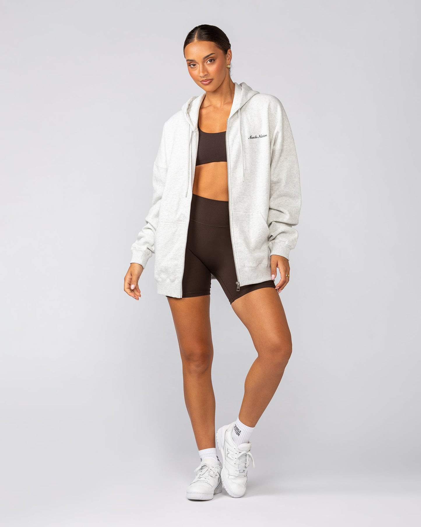 MN Classic Zip Through - Snow Grey Marl-Jumpers & Hoodies-XS-042506SNGRYMR-XS-MNAPPRL41777-9-Muscle Nation