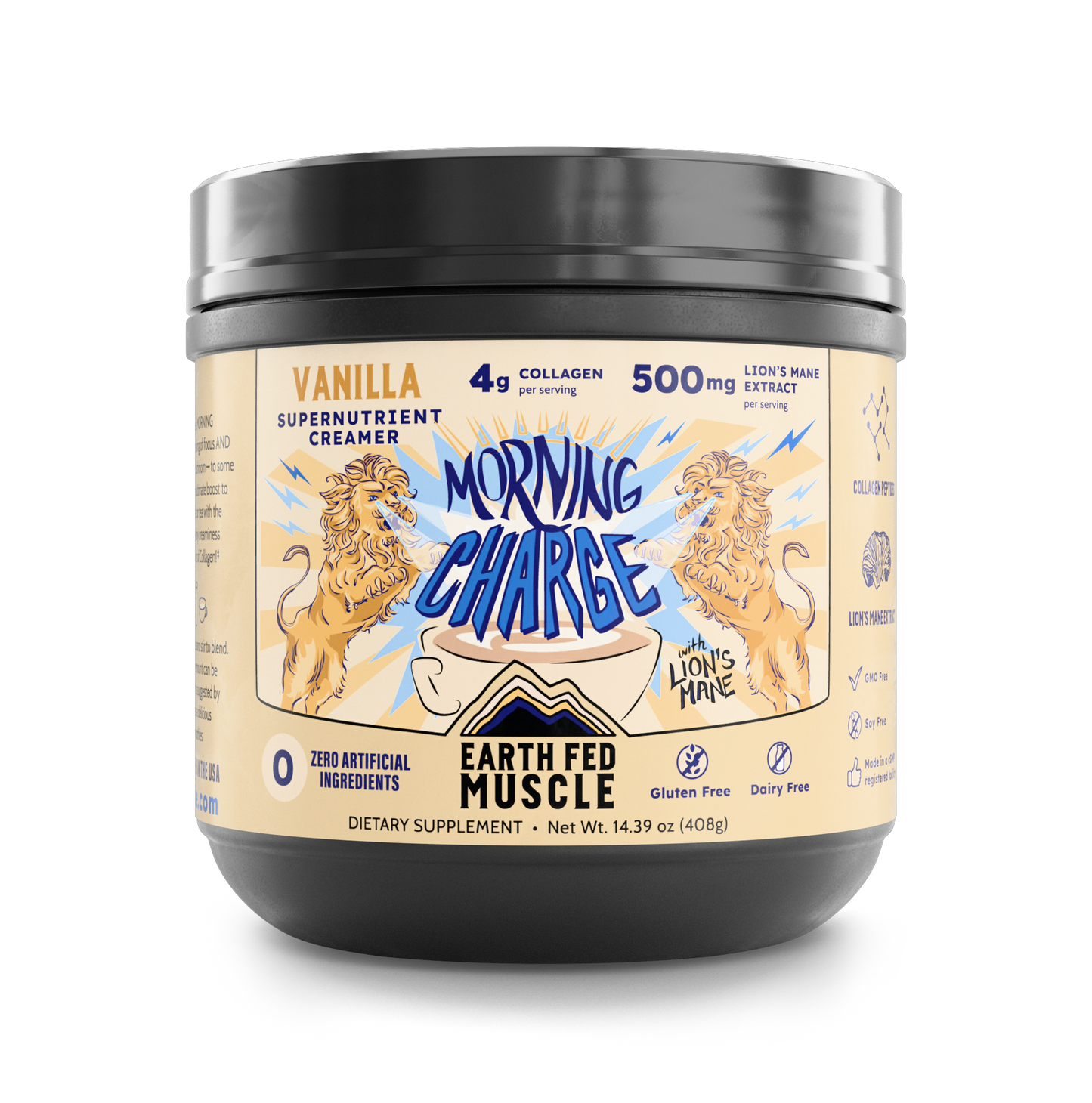 Morning Charge Vanilla Supernutrient Creamer with LionĄŻs Mane