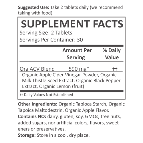 Apple Cider Vinegar Supplement Facts supplement-facts unflavored_30