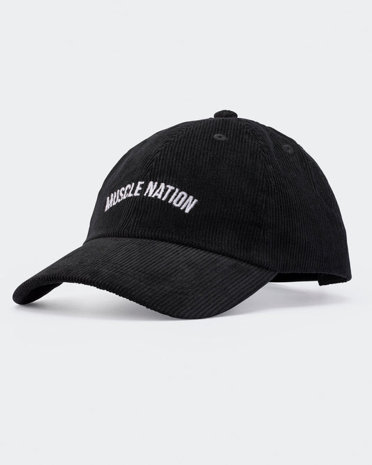 Worldwide Corduroy Dad Cap - Black-Accessories-Black-AC022468BLK-ONE-MNAPPRL30331-1-Muscle Nation