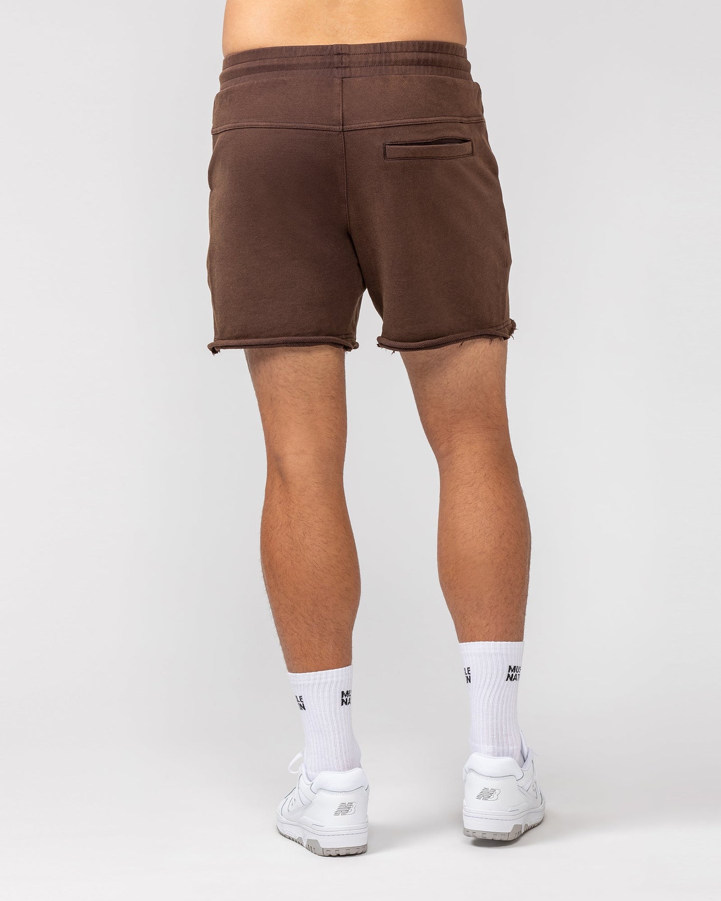 Raw Hem 5" Shorts - Washed Brown-Shorts-S-082407WSHBRN-S-MNAPPRL32444-5-Muscle Nation