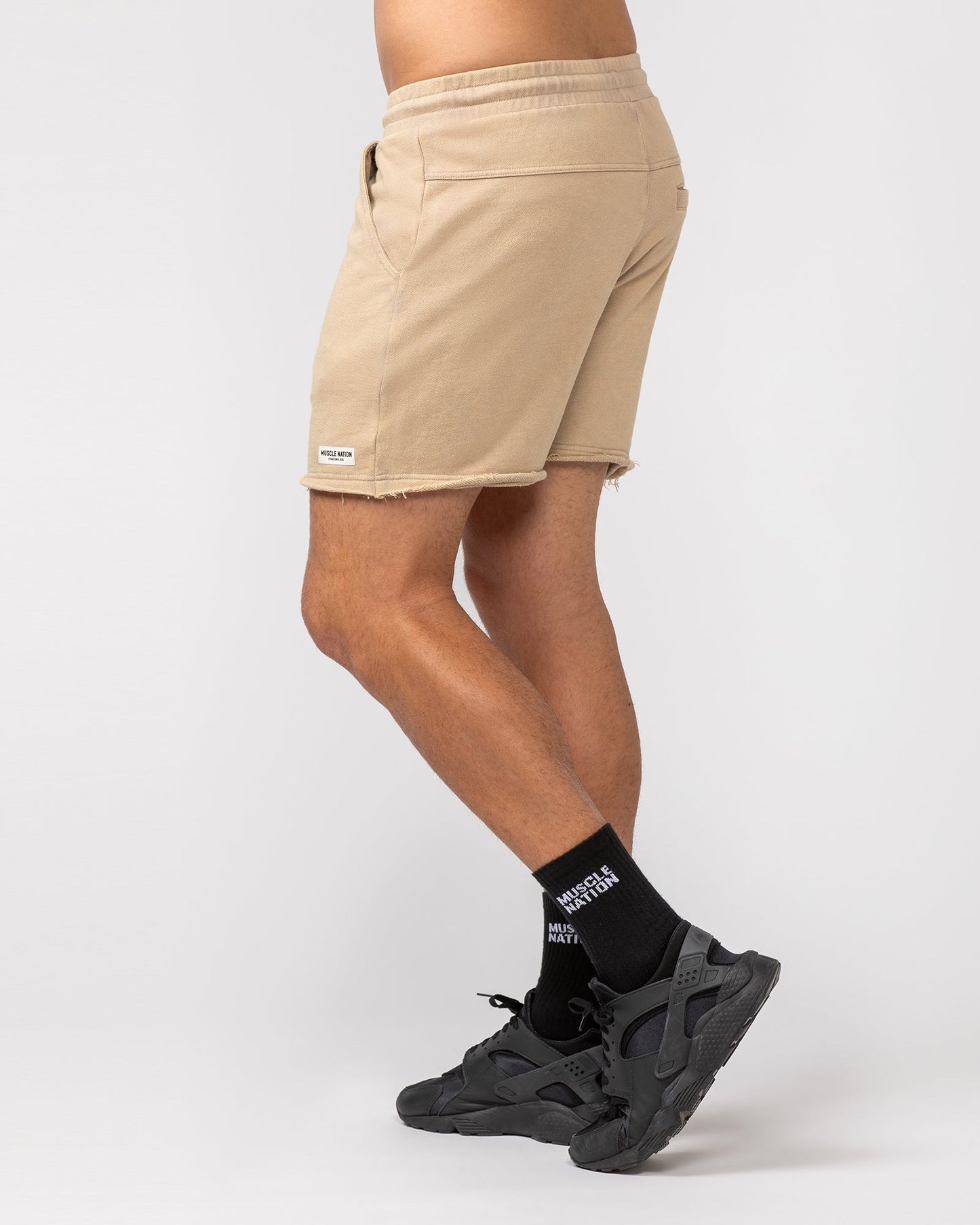 Raw Hem 5" Shorts - Washed Fossil-Shorts-S-082407WSHFSL-S-MNAPPRL32430-4-Muscle Nation