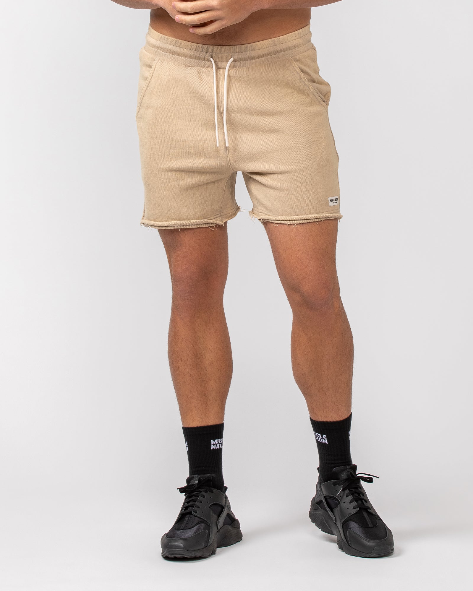 Raw Hem 5" Shorts - Washed Fossil-Shorts-S-082407WSHFSL-S-MNAPPRL32430-1-Muscle Nation