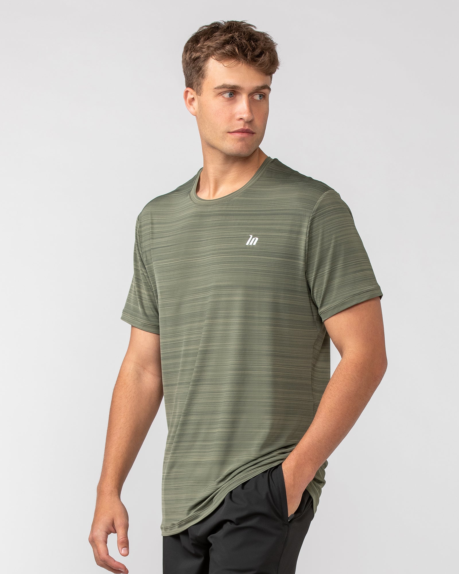 MN Active Running Tee - Dark Khaki-Tops-S-082439DKHAKI-S-MNAPPRL32607-2-Muscle Nation