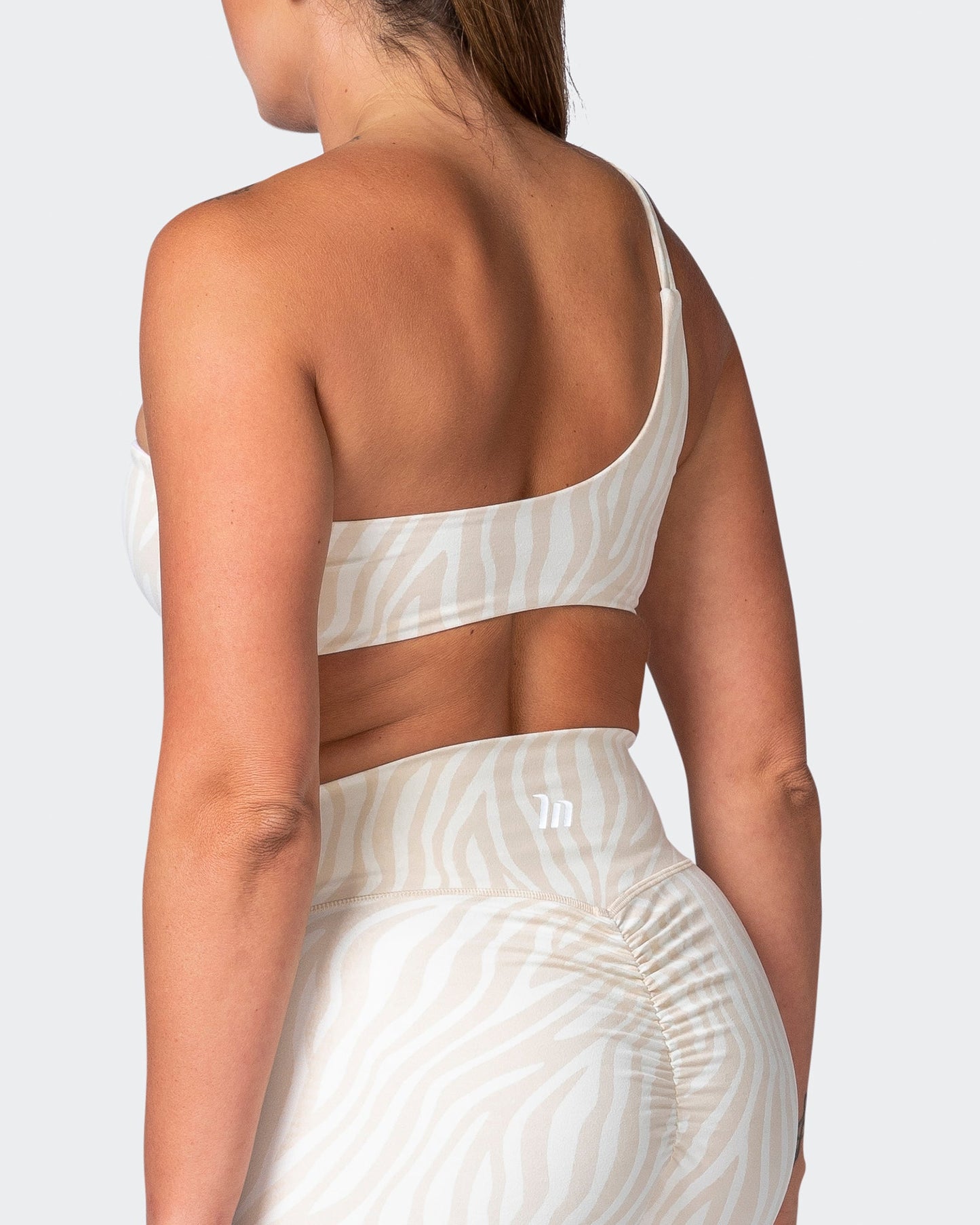Movement One Shoulder Bralette - Almond Zebra Print-Bralettes-XS-112243ALMZEBPR-XS-MNAPPRL19885-5-Muscle Nation