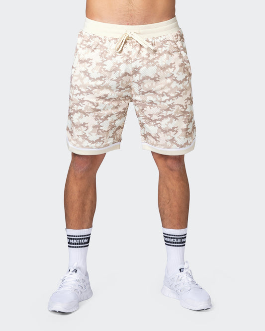 8" Basketball Shorts - Beige Camo Print-Shorts-S-112252BECAMPR-S-MNAPPRL18549-1-Muscle Nation