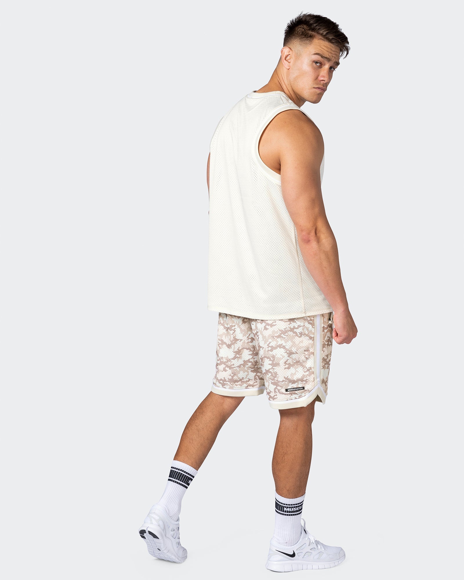 8" Basketball Shorts - Beige Camo Print-Shorts-S-112252BECAMPR-S-MNAPPRL18549-7-Muscle Nation