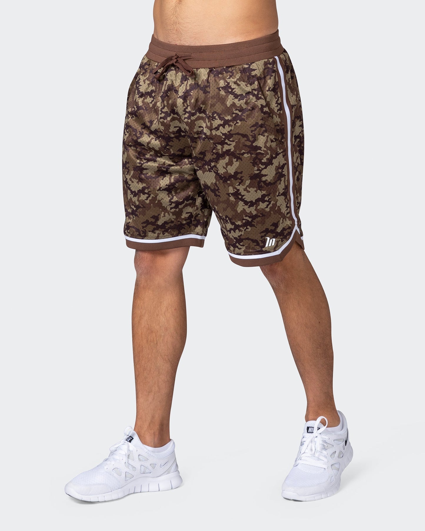 8" Basketball Shorts - Chestnut Camo Print-Shorts-S-112252CHCAMPR-S-MNAPPRL18556-3-Muscle Nation