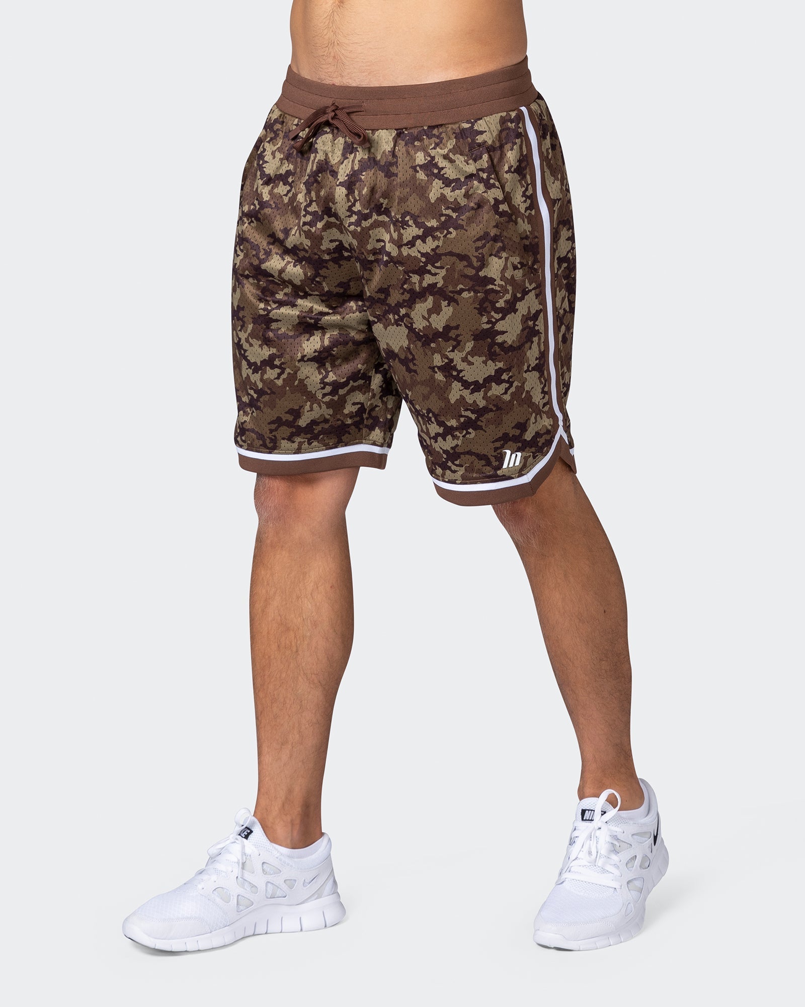 8" Basketball Shorts - Chestnut Camo Print-Shorts-S-112252CHCAMPR-S-MNAPPRL18556-3-Muscle Nation