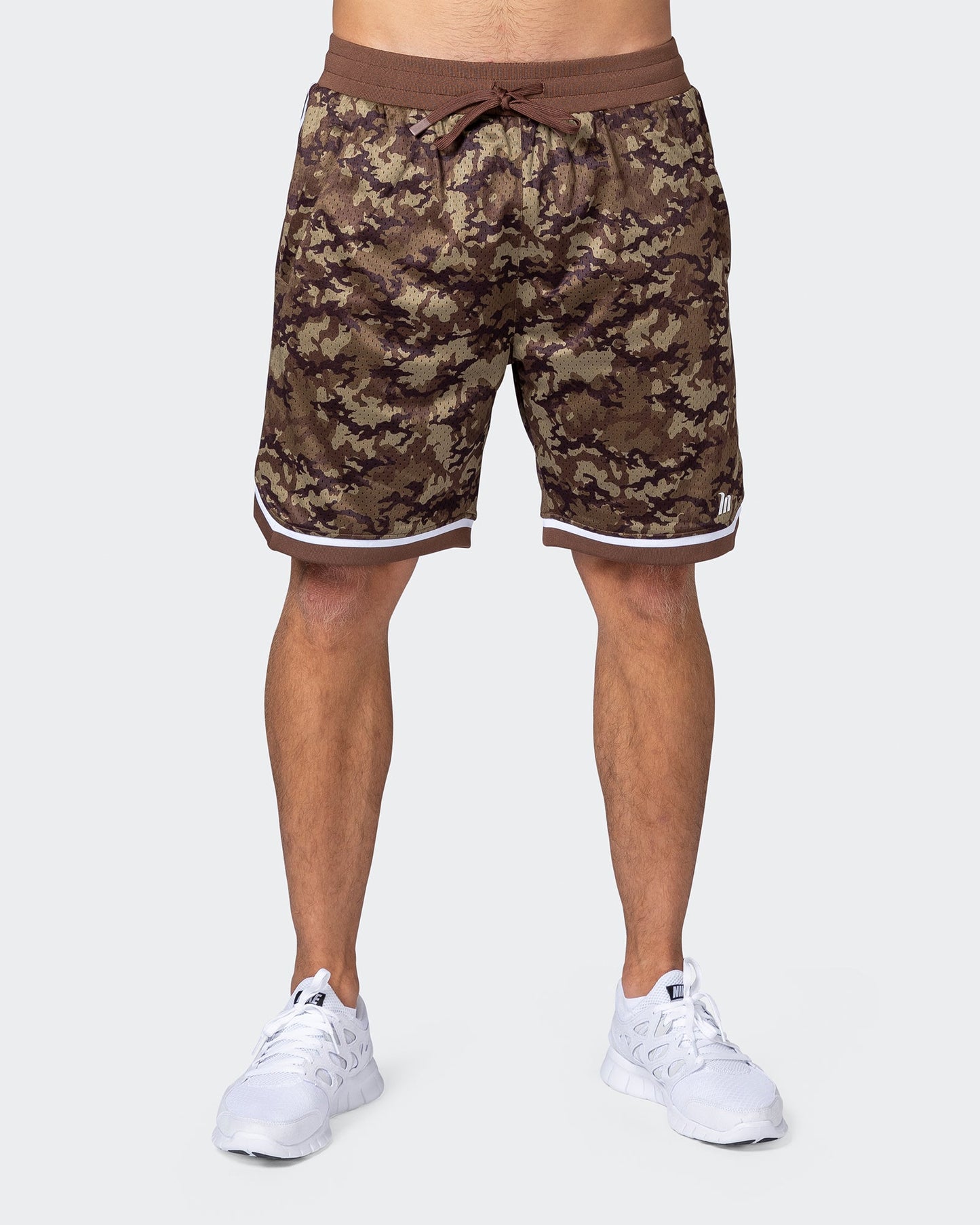 8" Basketball Shorts - Chestnut Camo Print-Shorts-S-112252CHCAMPR-S-MNAPPRL18556-2-Muscle Nation