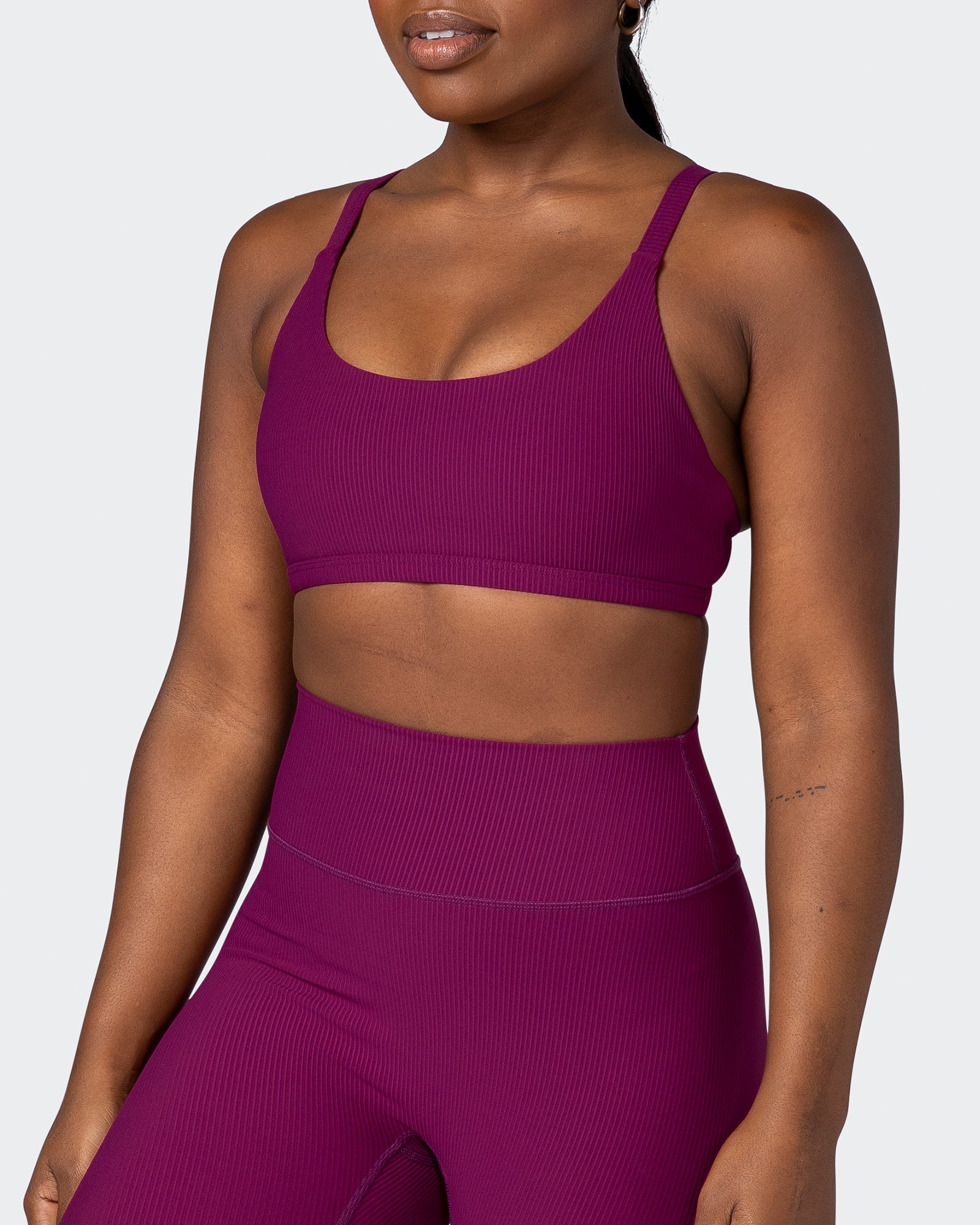 Effortless Rib Bralette - Huckleberry-Bralettes-XS-112264HUKBRY-XS-MNAPPRL19477-3-Muscle Nation