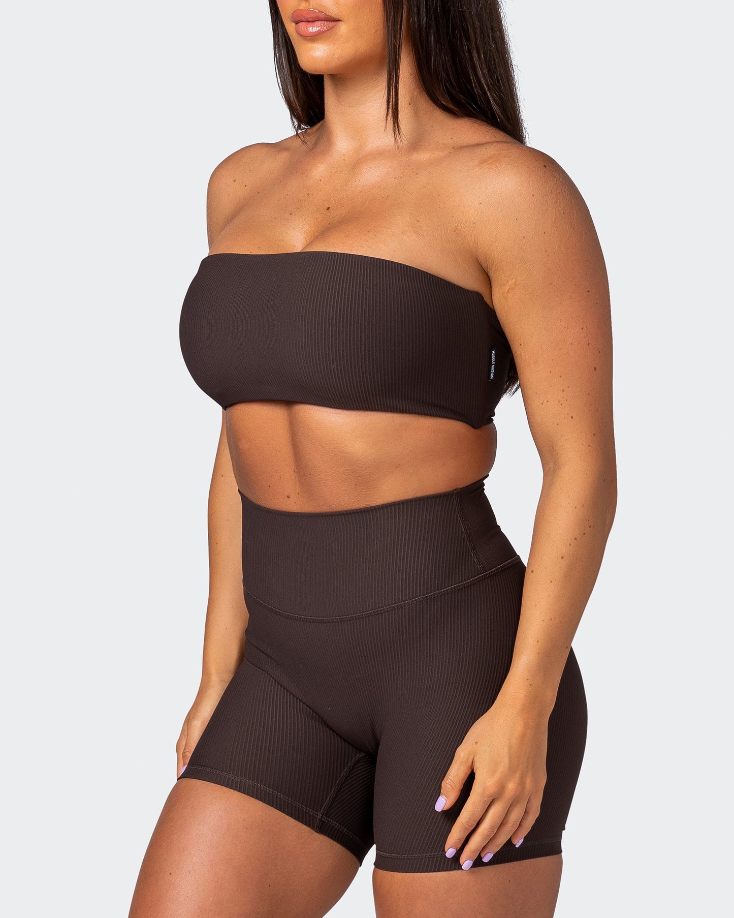 Ribbed Bandeau - Cocoa-Sports Bras-XS-112263COCOA-XS-MNAPPRL19413-3-Muscle Nation