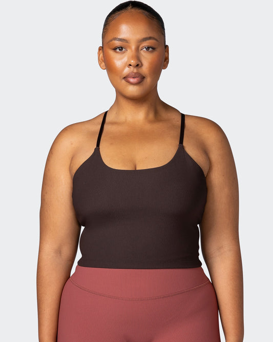 Summertime Rib Cropped Tank - Cocoa-Singlets & Tanks-XXS-112265COCOA-XXS-MNAPPRL19494-1-Muscle Nation