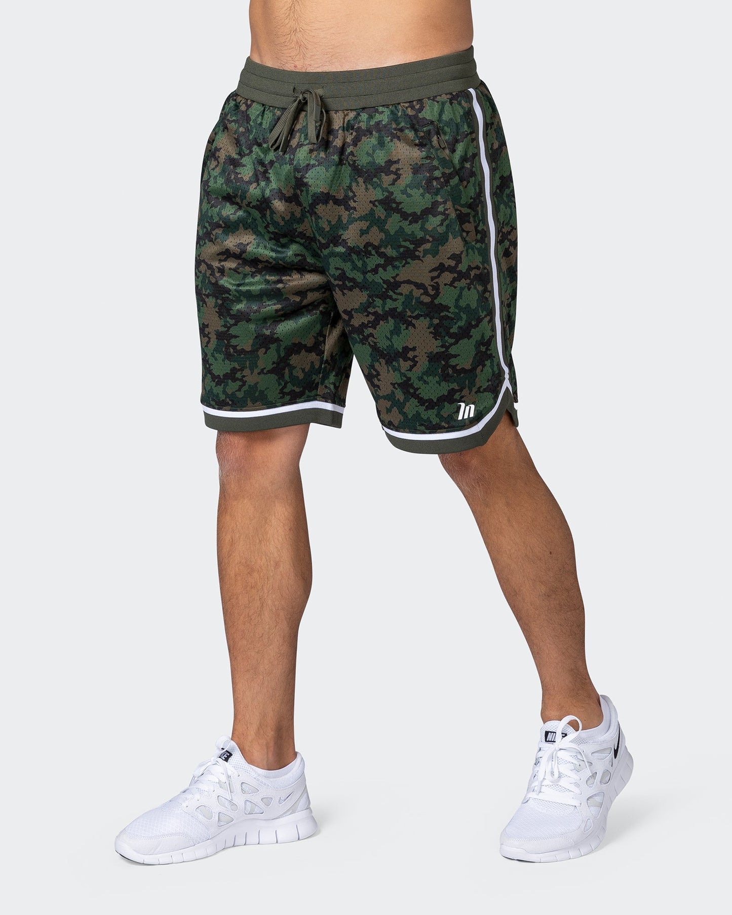 8" Basketball Shorts - Dark Khaki Camo Print-Shorts-S-112252DKCAMPR-S-MNAPPRL18563-2-Muscle Nation