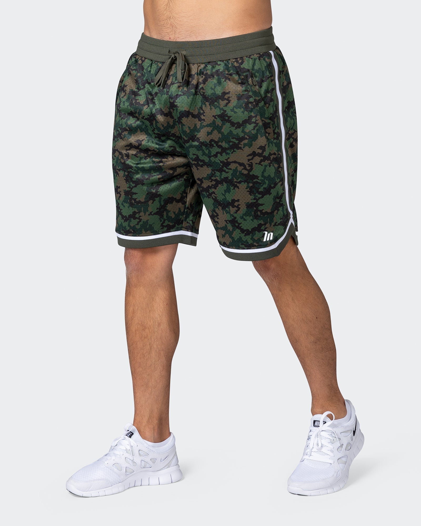 8" Basketball Shorts - Dark Khaki Camo Print-Shorts-S-112252DKCAMPR-S-MNAPPRL18563-2-Muscle Nation