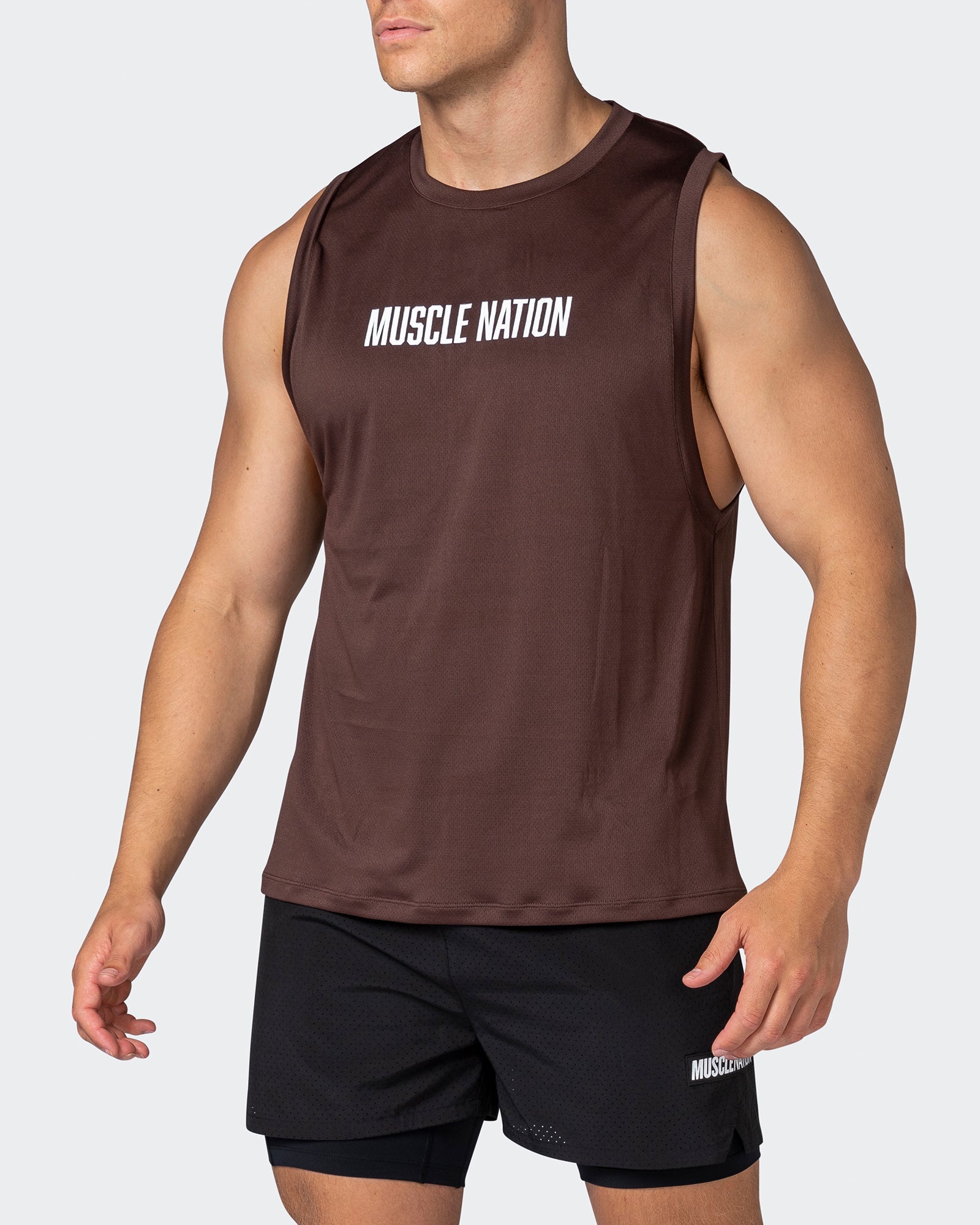Burly Training Tank - Coffee-Singlets & Tanks-S-112257COFFEE-S-MNAPPRL18648-3-Muscle Nation