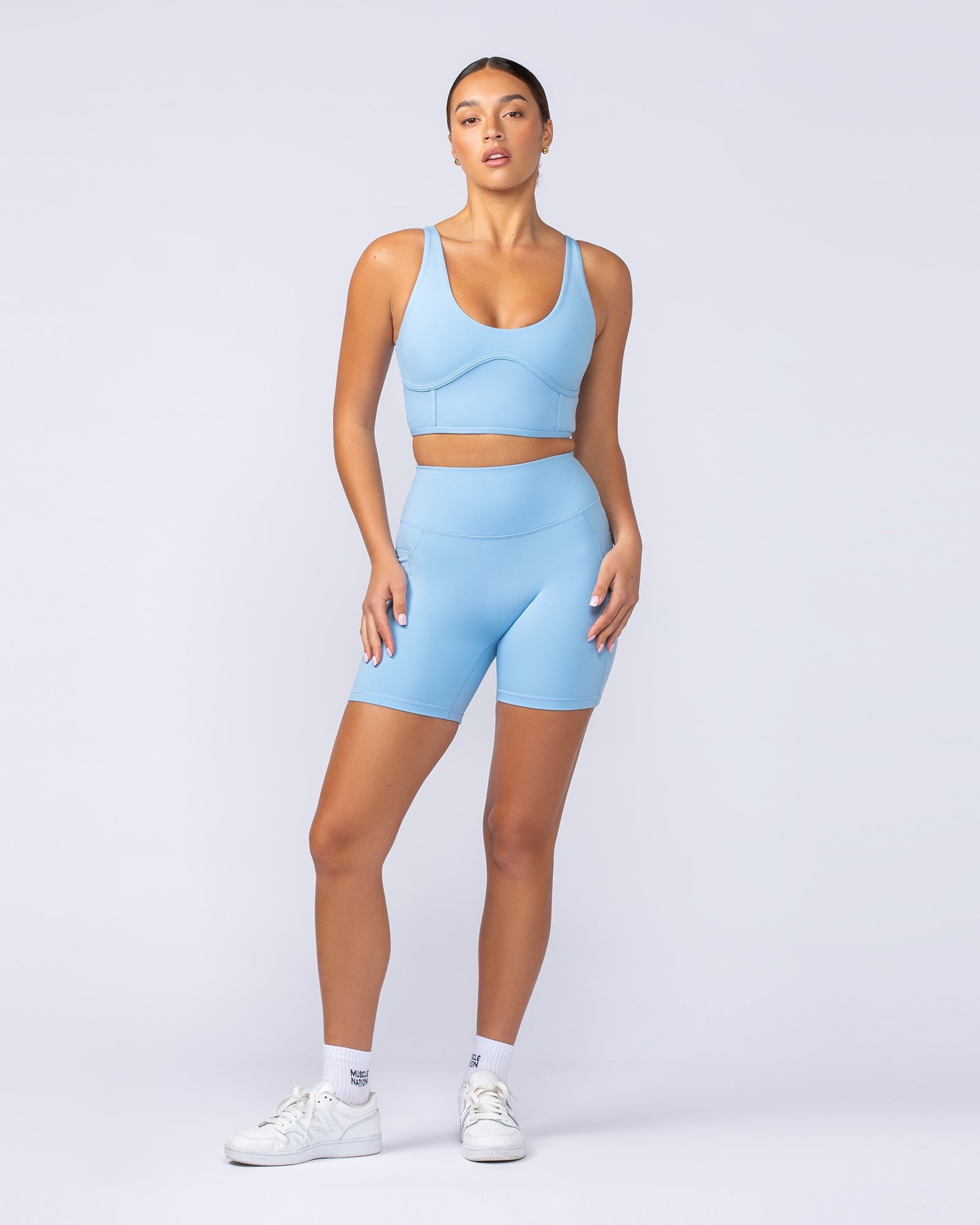 Booty Shaper Pocket Bike Shorts - Pacific Blue-Shorts-XXS-112404PACBLU-XXS-MNAPPRL32830-6-Muscle Nation