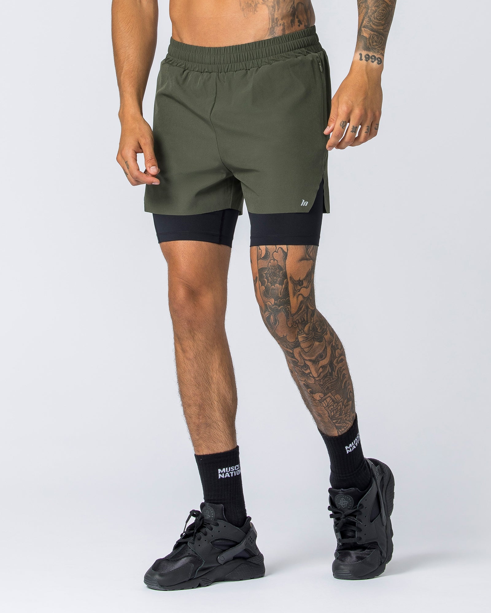 Replay 3" Shorts - Dark Khaki-Shorts-S-112346DKHAKI-S-MNAPPRL28084-1-Muscle Nation