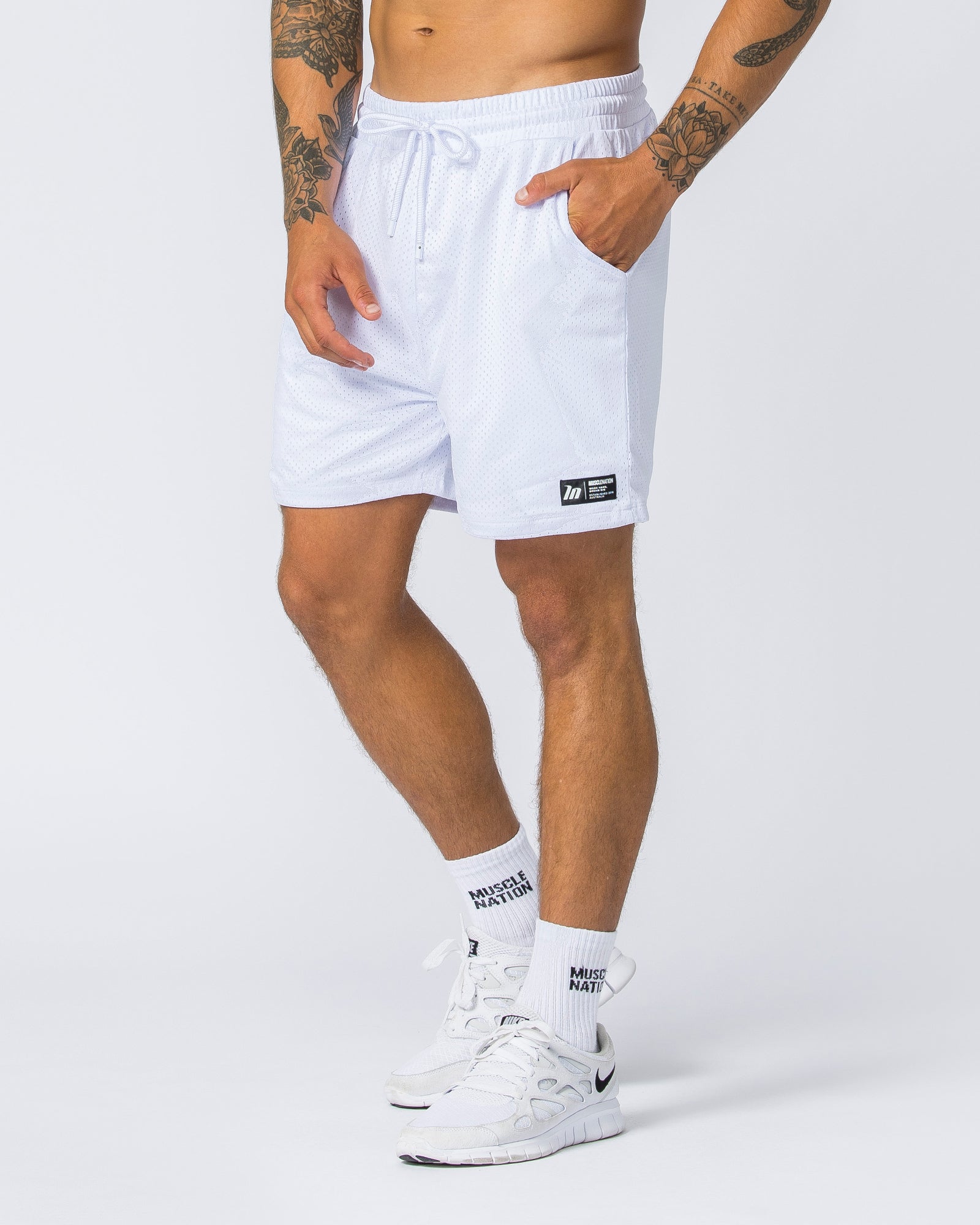 Lay Up 5" Shorts - White-Shorts-S-022304WHT-S-MNAPPRL21273-2-Muscle Nation