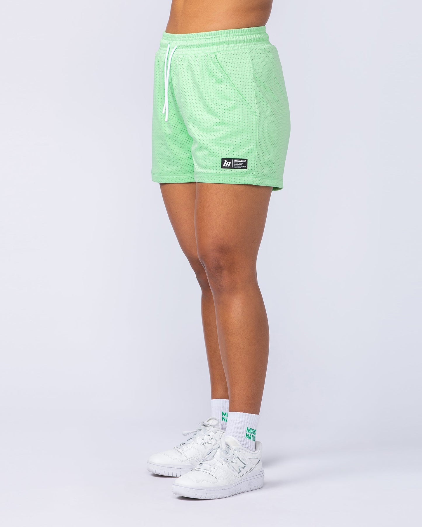 Hoops 3" Shorts - Lime Splice-Shorts-XXS-112446LIMSPLC-XXS-MNAPPRL33505-3-Muscle Nation