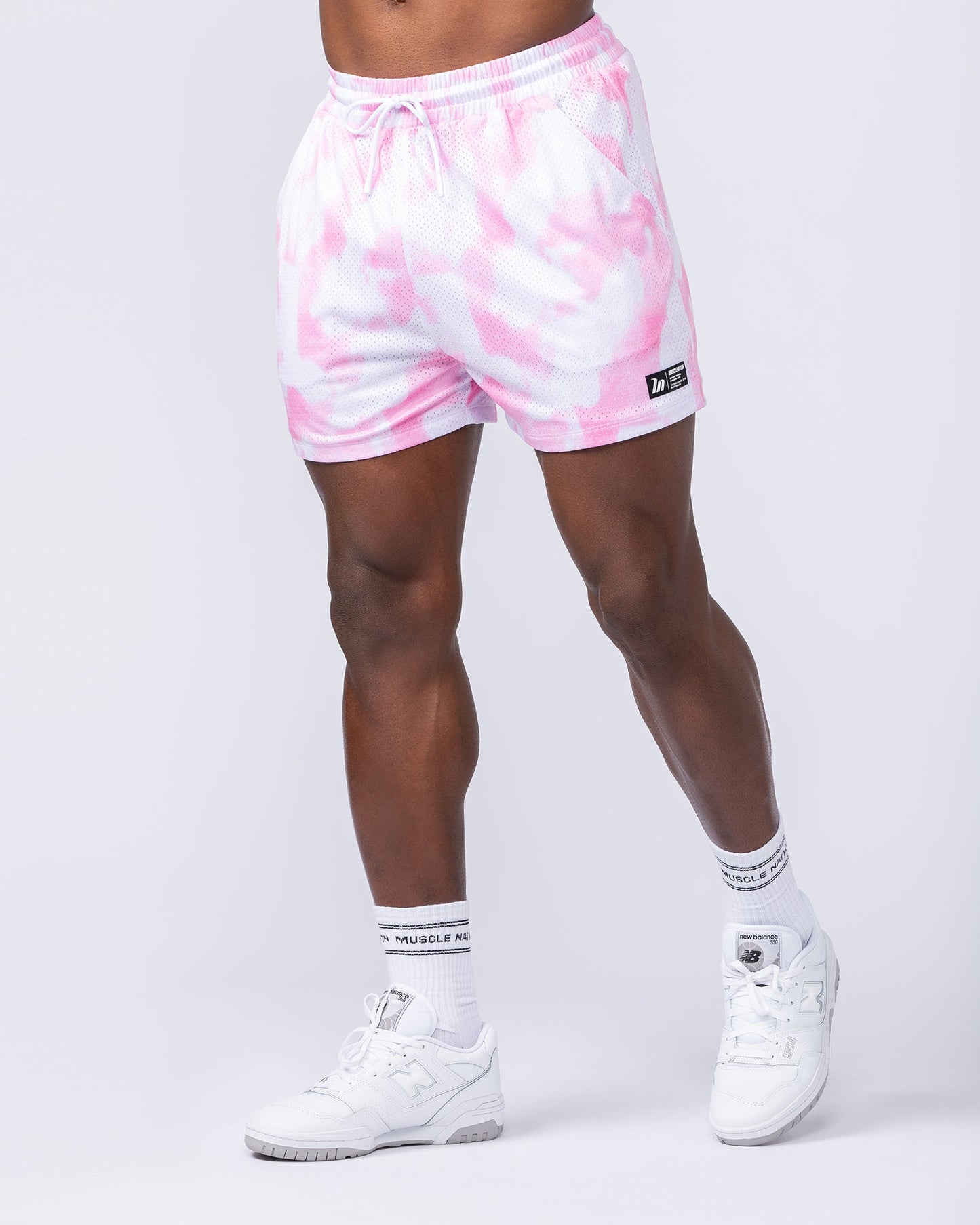 Lay Up 3.5" Shorts - Pink Skies Print-Shorts-S-112462PNKSKIPT-S-MNAPPRL35410-3-Muscle Nation