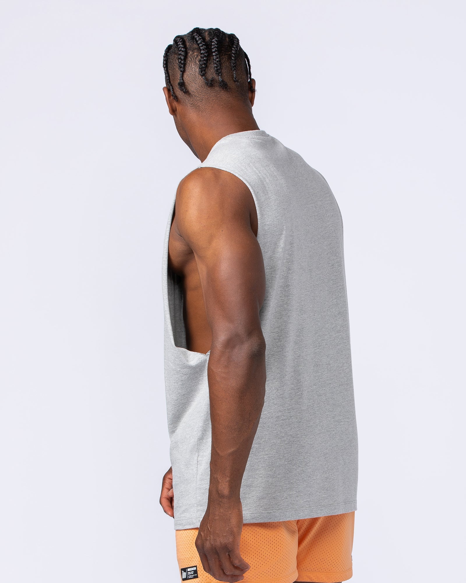 Drop Arm Tank - Grey Marl-Singlets & Tanks-S-112481GRYMRL-S-MNAPPRL34926-2-Muscle Nation