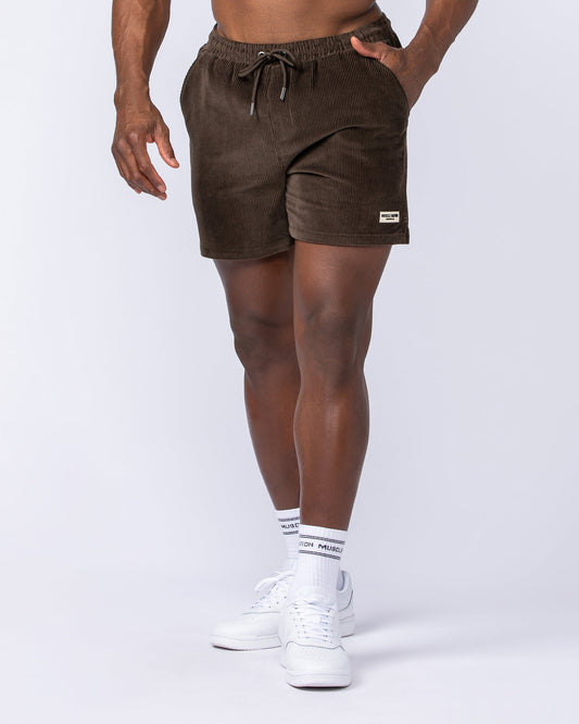 Daily Corduroy 5" Shorts - Dark Brown-Shorts-S-112484DRKBRN-S-MNAPPRL35613-1-Muscle Nation