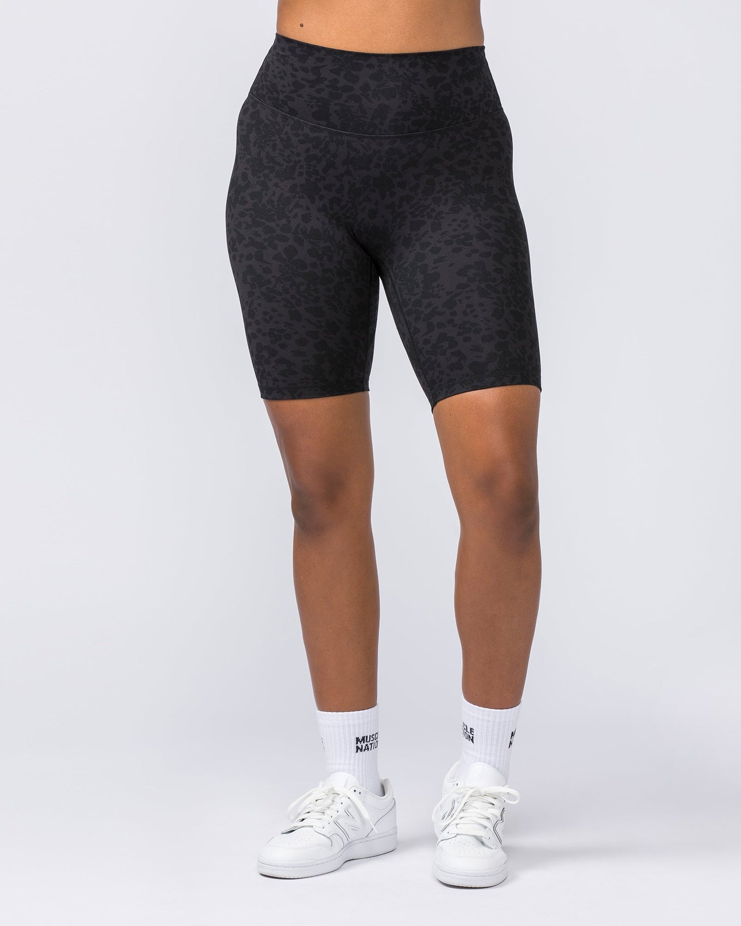 Zero Rise Everyday Referee Length Shorts - Monochrome Abstract Print-Shorts-XXS-112306MONOABST-XXS-MNAPPRL26605-2-Muscle Nation