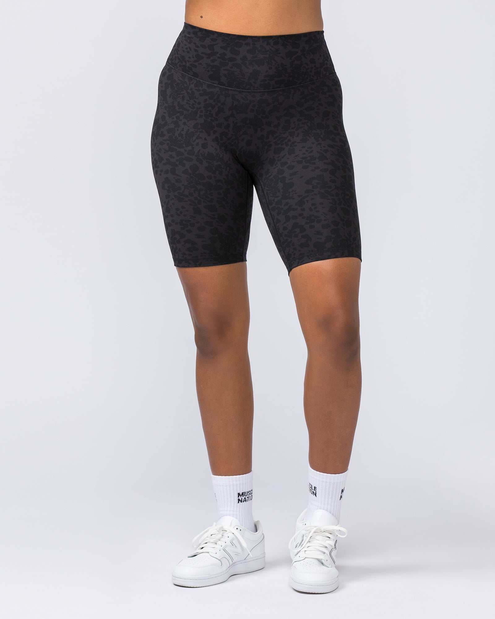 Zero Rise Everyday Referee Length Shorts - Monochrome Abstract Print-Shorts-XXS-112306MONOABST-XXS-MNAPPRL26605-2-Muscle Nation