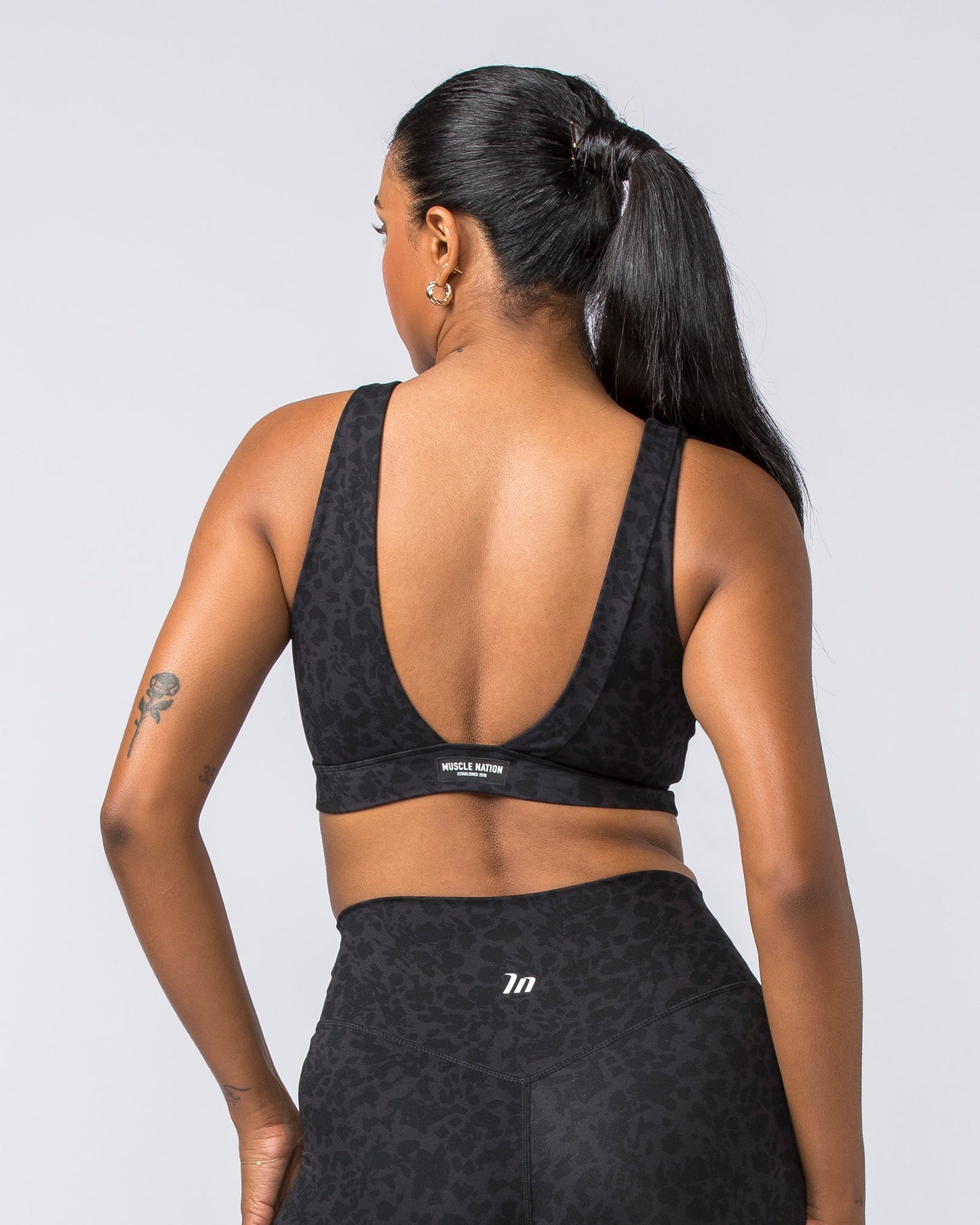 Serenity Bralette - Monochrome Abstract Print-Bralettes-XXS-112310MONOABST-XXS-MNAPPRL28532-5-Muscle Nation
