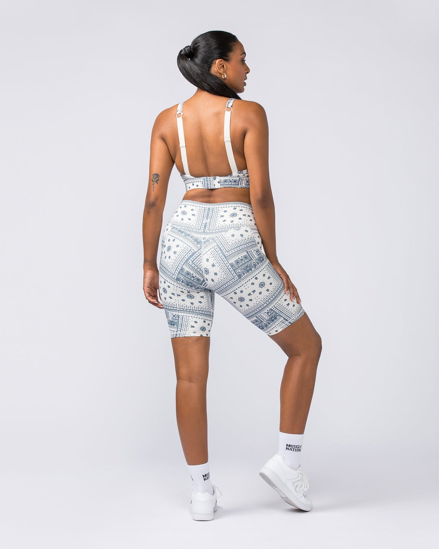 Zero Rise Everyday Referee Length Shorts - Sahara Paisley Print-Shorts-XXS-112306SAHAPAISL-XXS-MNAPPRL26587-6-Muscle Nation