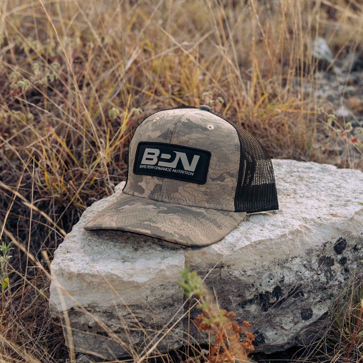 Snapback Hat / Black + Desert Camo