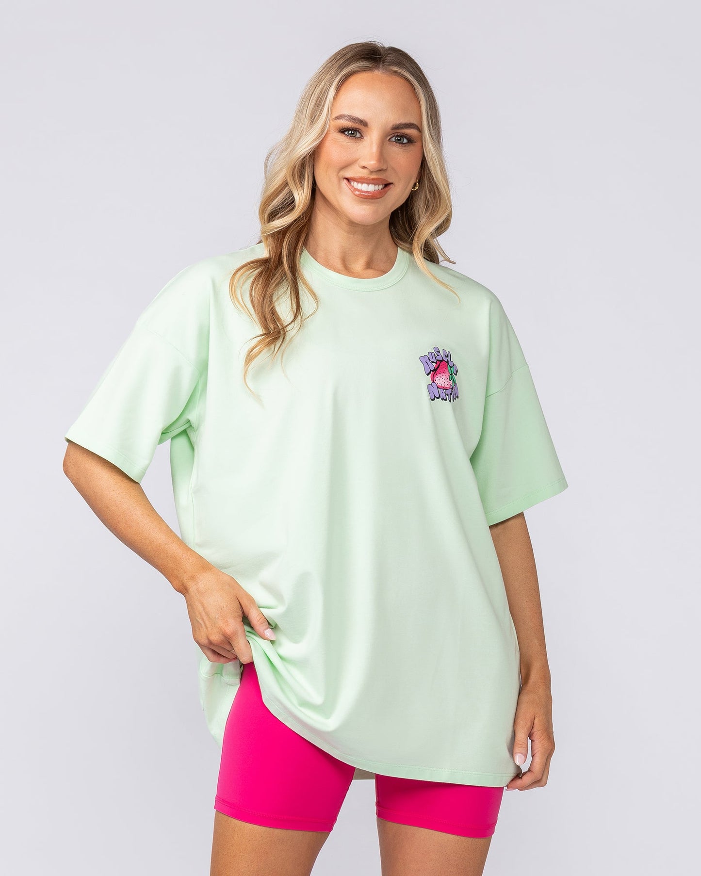 Berry Good Oversized Tee - Lime Cream-T-Shirts-XXS-082509LMCRM-XXS-MNAPPRL43687-3-Muscle Nation